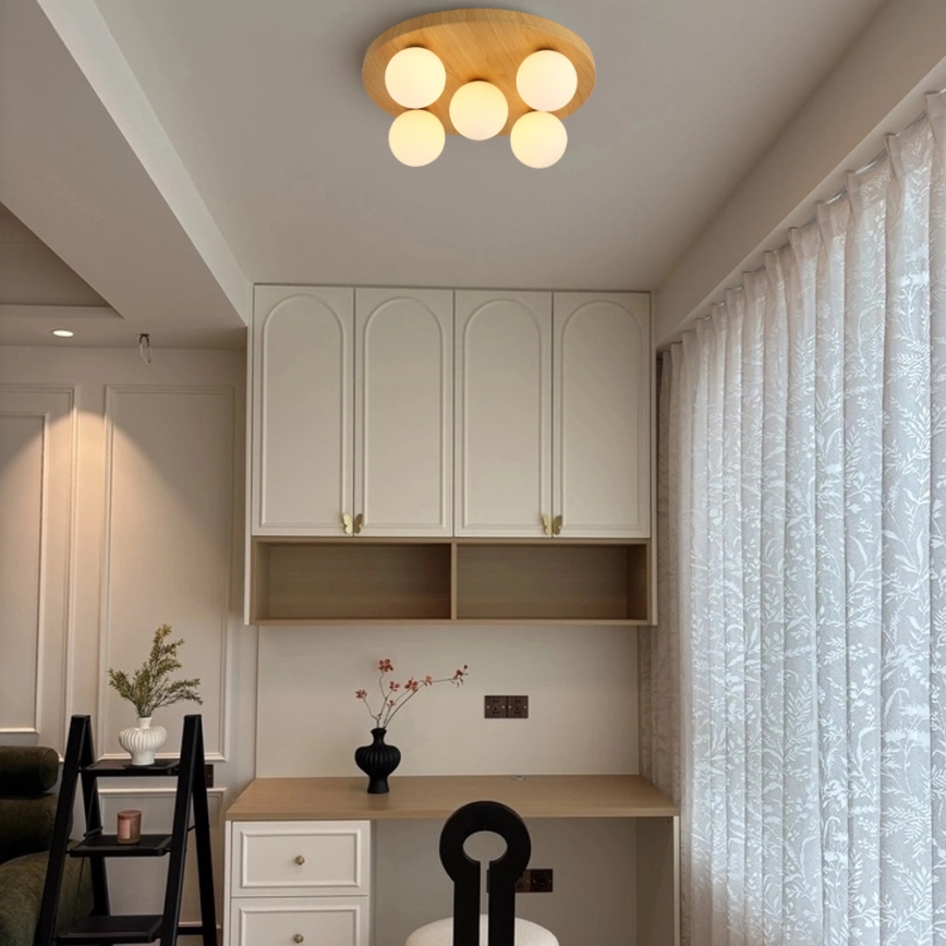 Brilagi - Lámpara de techo LUND WOOD 5xG9/9W/230V Ø 40 cm madera de caucho (Hevea)