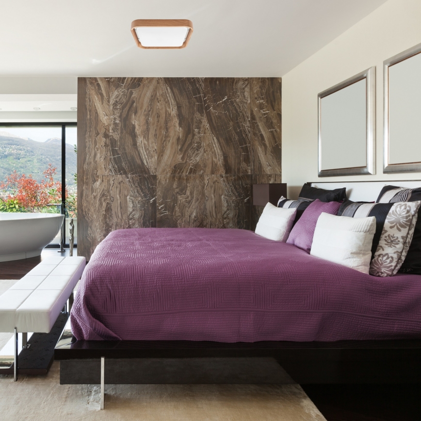 Brilagi - Lámpara de techo LED regulable MANAROLA CUBIC LED/24W/230V 3000-6500K roble + mando a distancia