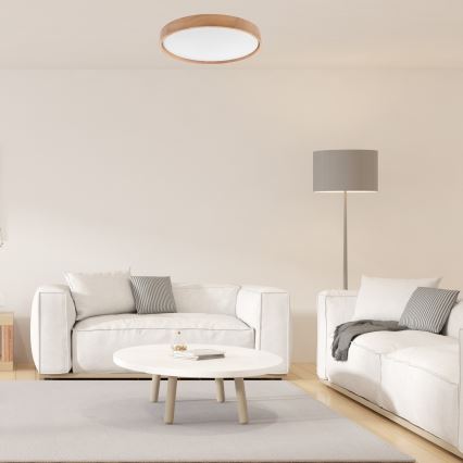 Brilagi - Lámpara de techo LED regulable MANAROLA SMART LED/36W/230V 2700-6500K roble Ø 51 cm Wi-Fi + mando a distancia Tuya