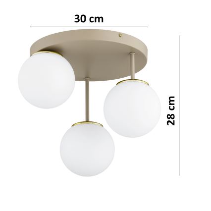 Brilagi - Lámpara de techo montada en superficie 3xE27/60W/230V beige/dorado