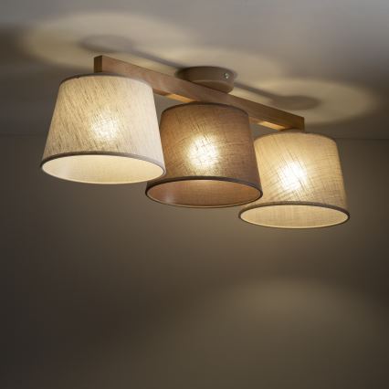 Brilagi - Lámpara de techo montada en superficie LATTE 3xE27/15W/230V pino/mixto