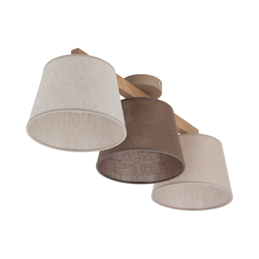 Brilagi - Lámpara de techo montada en superficie LATTE 3xE27/15W/230V pino/mixto