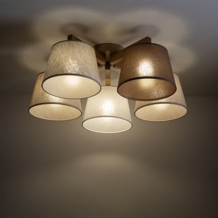 Brilagi - Lámpara de techo montada en superficie LATTE SABIA 5xE27/15W/230V pino/mix