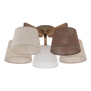 Brilagi - Lámpara de techo montada en superficie LATTE SABIA 5xE27/60W/230V pino/mix