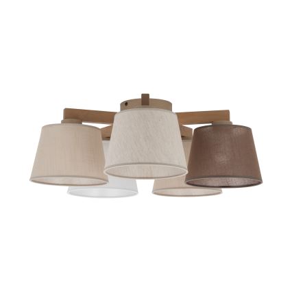 Brilagi - Lámpara de techo montada en superficie LATTE SABIA 5xE27/60W/230V pino/mix
