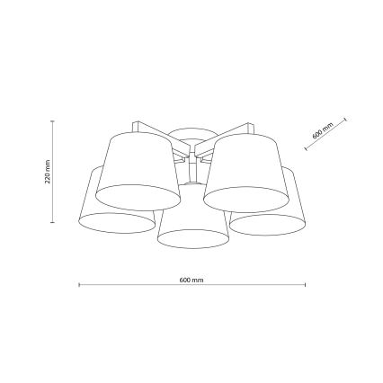 Brilagi - Lámpara de techo montada en superficie LATTE SABIA 5xE27/60W/230V pino/mix
