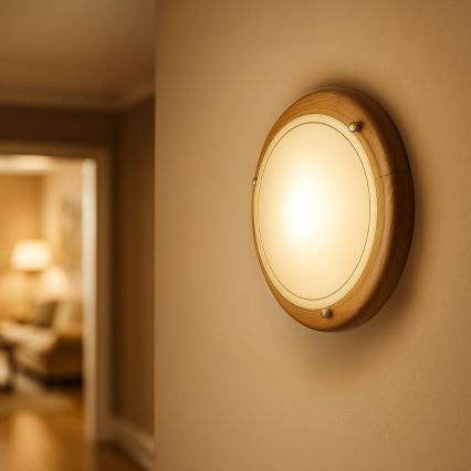 Brilagi - Lámpara de techo ORBIS 1xE27/60W/230V Ø 30 cm acabado en pino