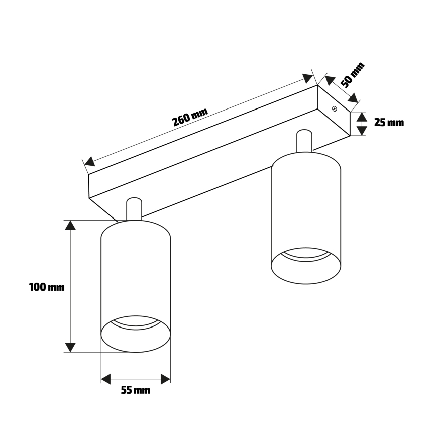 Brilagi - Lámpara de techo orientable SELE MODERN 2xGU10/30W/230V negra