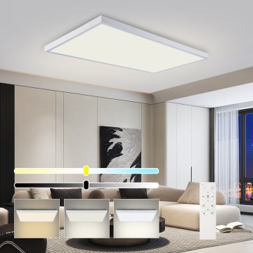 Brilagi - Lámpara de techo para baño LED regulable FRAME SMART LED/96W/230V 120x60 cm 3000-6000K IP44 blanca + mando a distancia