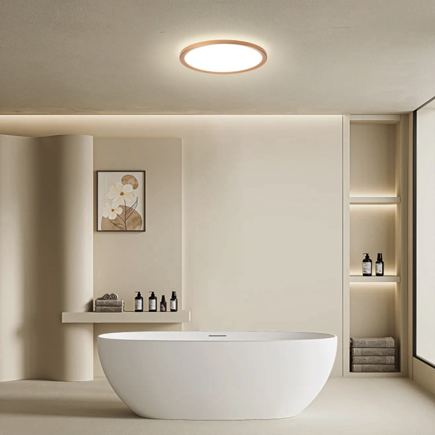 Brilagi - Lámpara de techo LED para baño ULTRA SLIM 18W/230V, Ø 30 cm, oro rosa, IP54