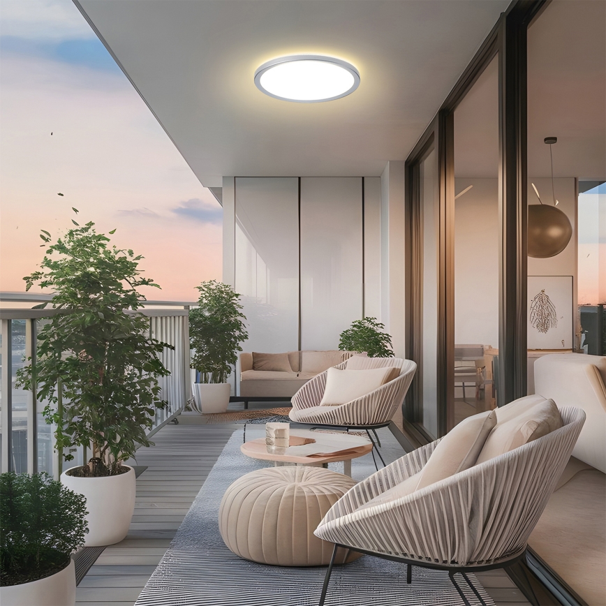 Brilagi - Lámpara de techo LED para baño ULTRA SLIM LED/24W/230V Ø 42 cm plateada IP54