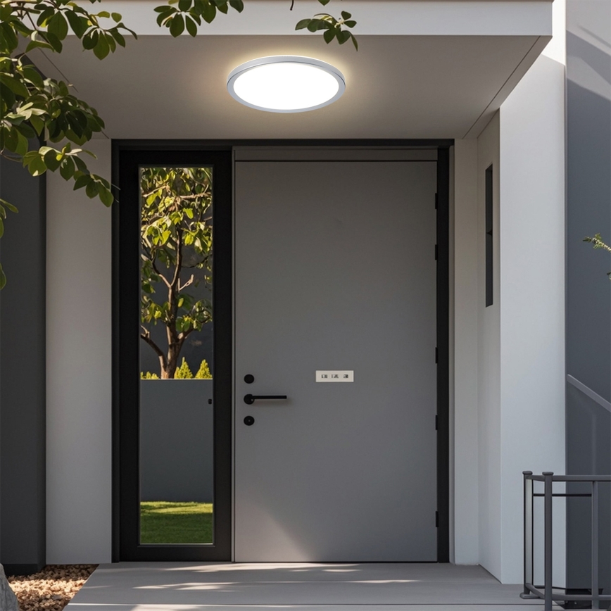 Brilagi - Lámpara de techo LED para baño ULTRA SLIM LED/24W/230V Ø 42 cm plateada IP54