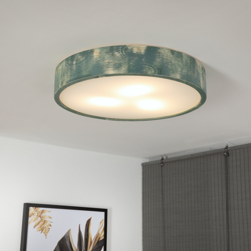 Brilagi - Lámpara de techo PINO 3xE27/15W/230V pino/verde Ø 47,5 cm