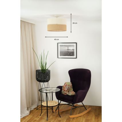 Brilagi - Lámpara de techo empotrada ROYAL YUTE 1xE27/15W/230V Ø 40 cm beige/crema