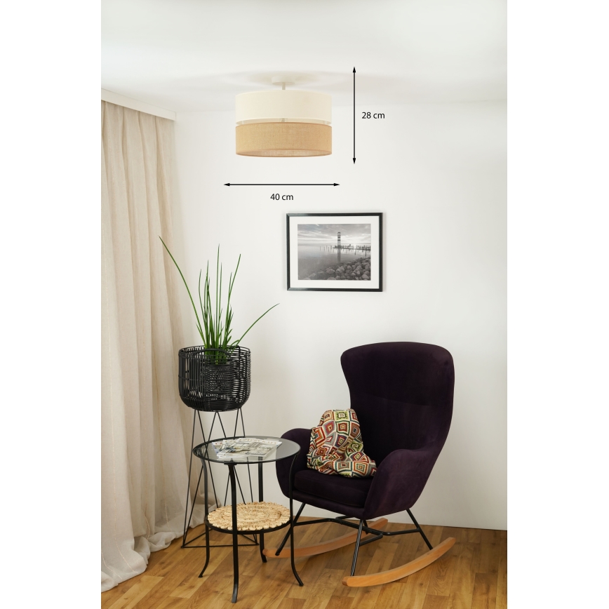 Brilagi - Lámpara de techo empotrada ROYAL YUTE 1xE27/15W/230V Ø 40 cm beige/crema