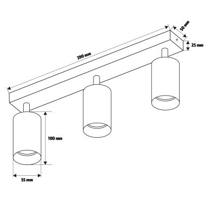 Brilagi - Lámpara de techo SELE MODERN 3xGU10/30W/230V negra
