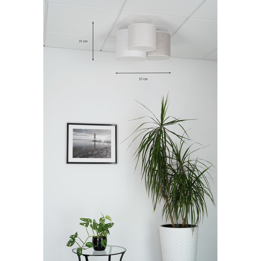 Brilagi - Lámpara de techo SNAKE 3xE27/15W/230V 50x57 cm gris/crema