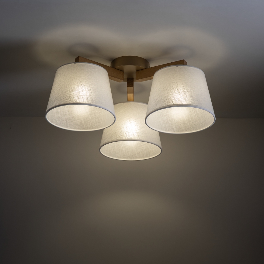Brilagi - Lámpara de techo sobrepuesta LATTE SABIA 3xE27/60W/230V pino/blanco