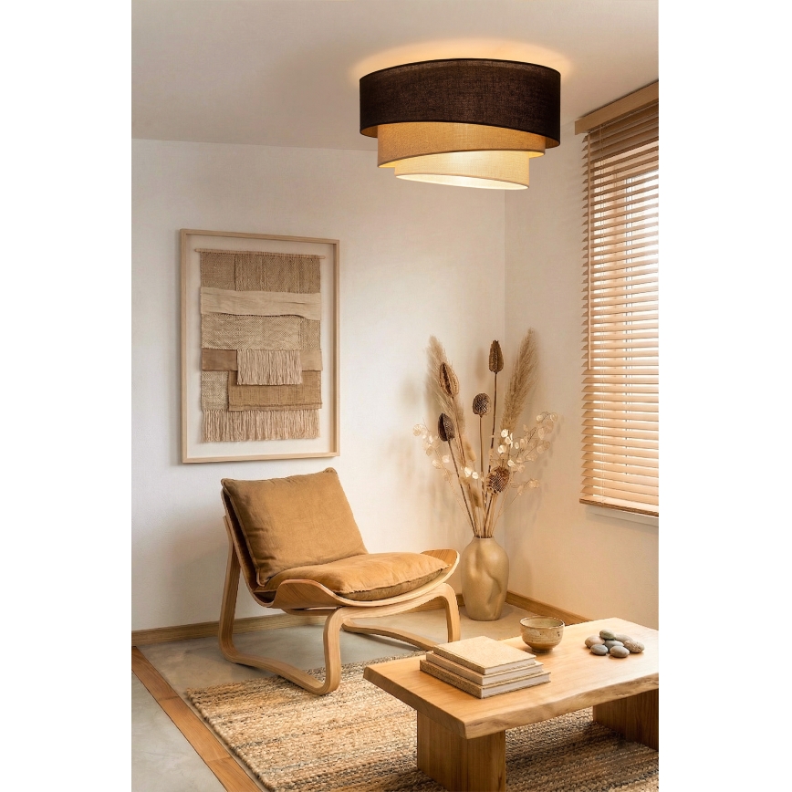 Brilagi - Lámpara de techo TRIO 3xE27/60W/230V Ø 60 cm marrón/beige/blanco