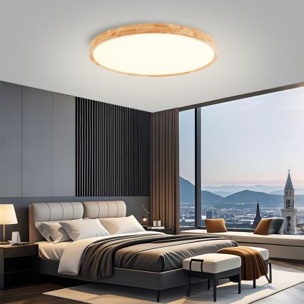 Brilagi - Luminaria de techo LED WOODROUND LED/70W/230V 3000/4000/6000K diámetro 80 cm acabado en madera IRC 90