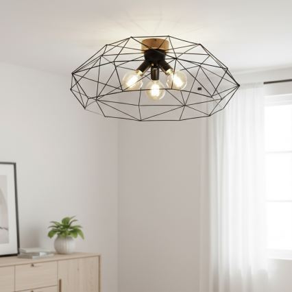 Brilagi - Lámpara de techo WOODY BASKET 3xE27/60W/230V, diámetro 80 cm, roble