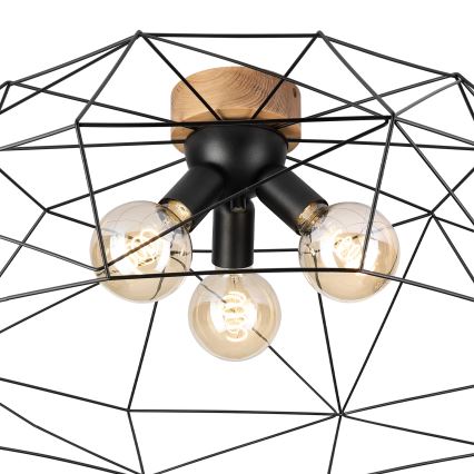 Brilagi - Lámpara de techo WOODY BASKET 3xE27/60W/230V, diámetro 80 cm, roble