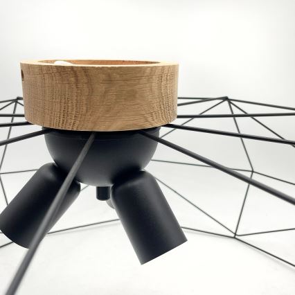 Brilagi - Lámpara de techo WOODY BASKET 3xE27/60W/230V, diámetro 80 cm, roble