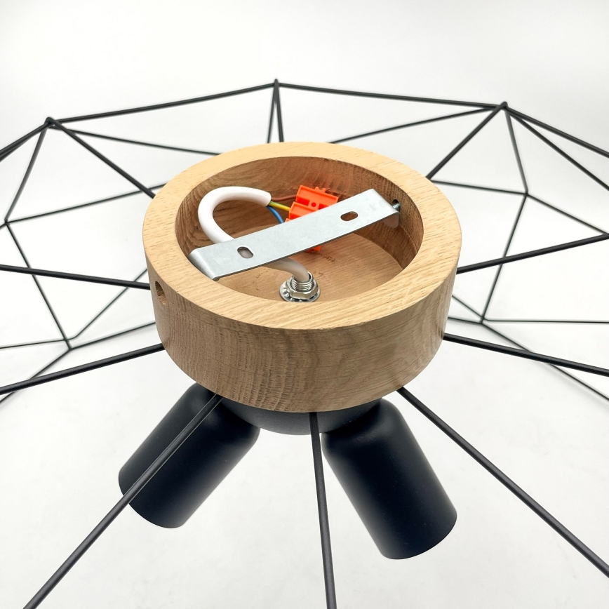 Brilagi - Lámpara de techo WOODY BASKET 3xE27/60W/230V, diámetro 80 cm, roble