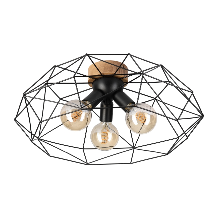 Brilagi - Lámpara de techo WOODY BASKET 3xE27/60W/230V Ø 60 cm roble