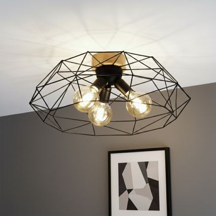 Brilagi - Lámpara de techo WOODY BASKET 3xE27/60W/230V Ø 60 cm roble