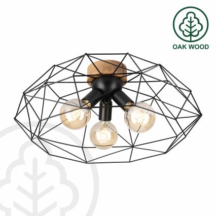 Brilagi - Lámpara de techo WOODY BASKET 3xE27/60W/230V Ø 60 cm roble