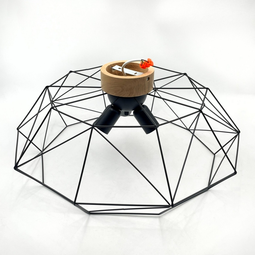 Brilagi - Lámpara de techo WOODY BASKET 3xE27/60W/230V Ø 60 cm roble