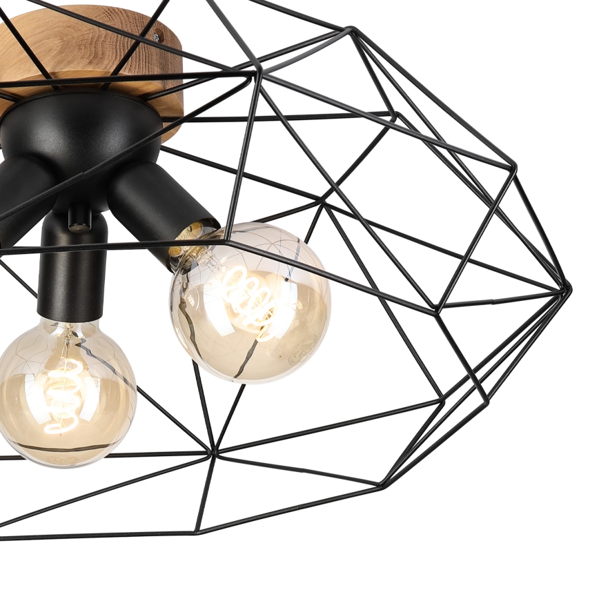 Brilagi - Lámpara de techo WOODY BASKET 3xE27/60W/230V Ø 60 cm roble