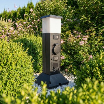 Brilagi - Lámpara exterior con 2 enchufes SCHUKO 1xE14/15W/230V IP44 negra