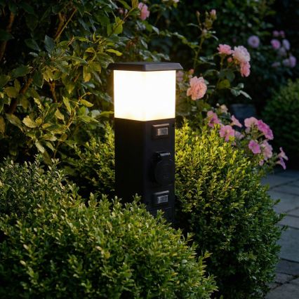Brilagi - Lámpara exterior con 2 enchufes SCHUKO 1xE14/15W/230V IP44 negra