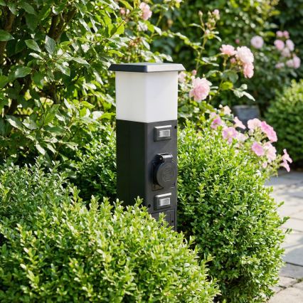 Brilagi - Lámpara exterior con 2 enchufes SCHUKO 1xE14/15W/230V IP44 negra