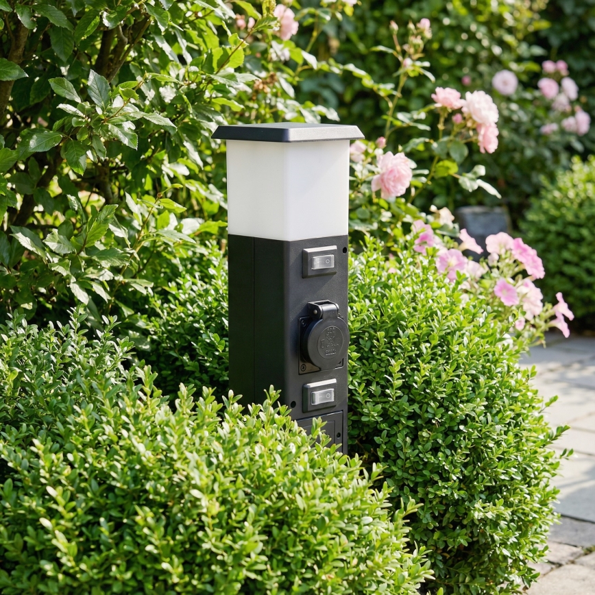 Brilagi - Lámpara exterior con 2 enchufes SCHUKO 1xE14/15W/230V IP44 negra