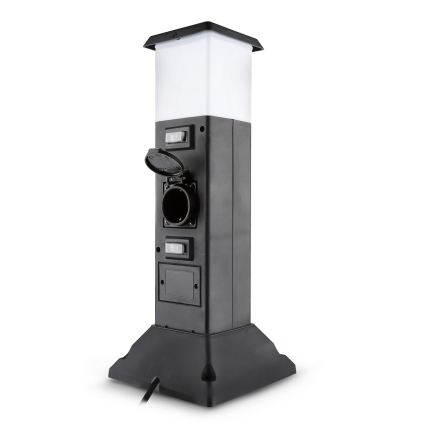 Brilagi - Lámpara exterior con 2 enchufes SCHUKO 1xE14/15W/230V IP44 negra