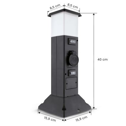 Brilagi - Lámpara exterior con 2 enchufes SCHUKO 1xE14/15W/230V IP44 negra