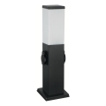 Brilagi - Lámpara exterior con 2 enchufes SCHUKO 1xE27/15W/230V 40 cm IP44 negra