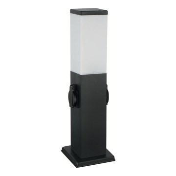 Brilagi - Lámpara exterior con 2 enchufes SCHUKO 1xE27/15W/230V 40 cm IP44 negra