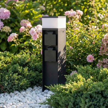 Brilagi - Lámpara exterior con 2 enchufes SCHUKO 1xG9/11W/230V IP44 negra