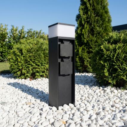 Brilagi - Lámpara exterior con 2 enchufes SCHUKO 1xG9/11W/230V IP44 negra