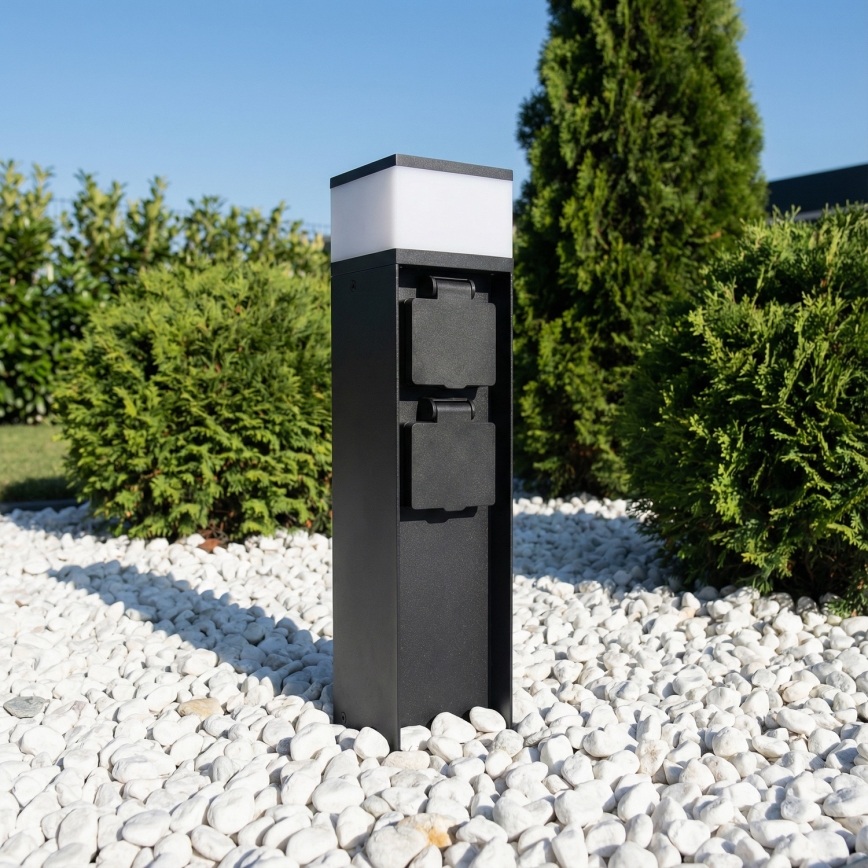 Brilagi - Lámpara exterior con 2 enchufes SCHUKO 1xG9/11W/230V IP44 negra