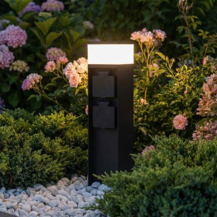 Brilagi - Lámpara exterior con 2 enchufes SCHUKO 1xG9/11W/230V IP44 negra