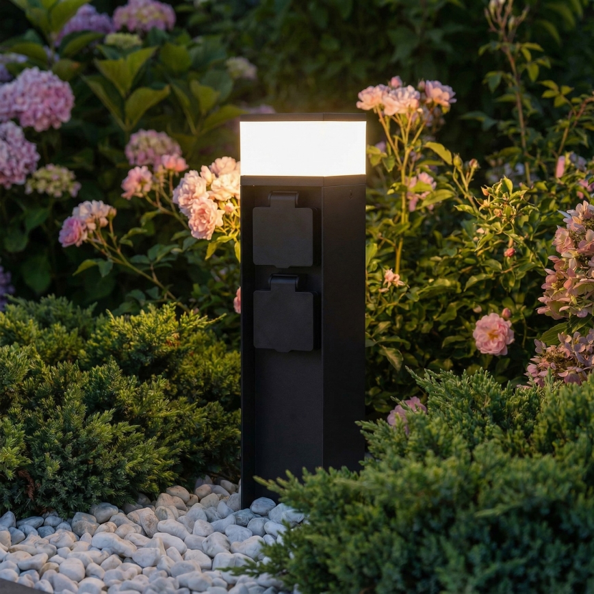 Brilagi - Lámpara exterior con 2 enchufes SCHUKO 1xG9/11W/230V IP44 negra