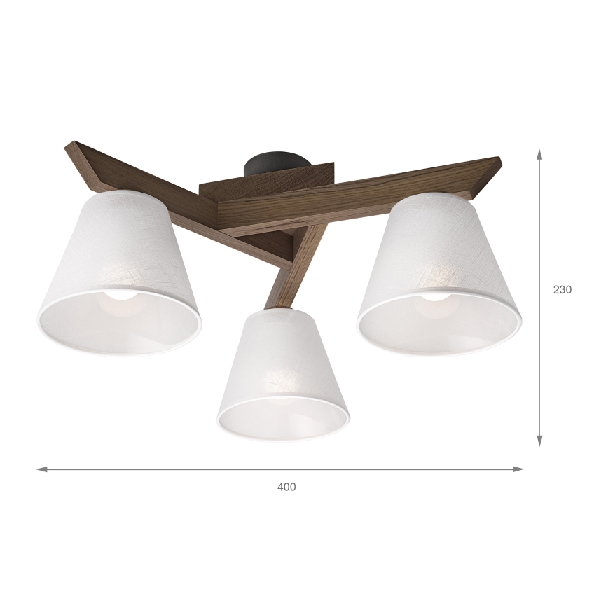 Brilagi - Lámpara de techo LED ANTHONY empotrada 3xE14/40W/230V roble nogal/blanco