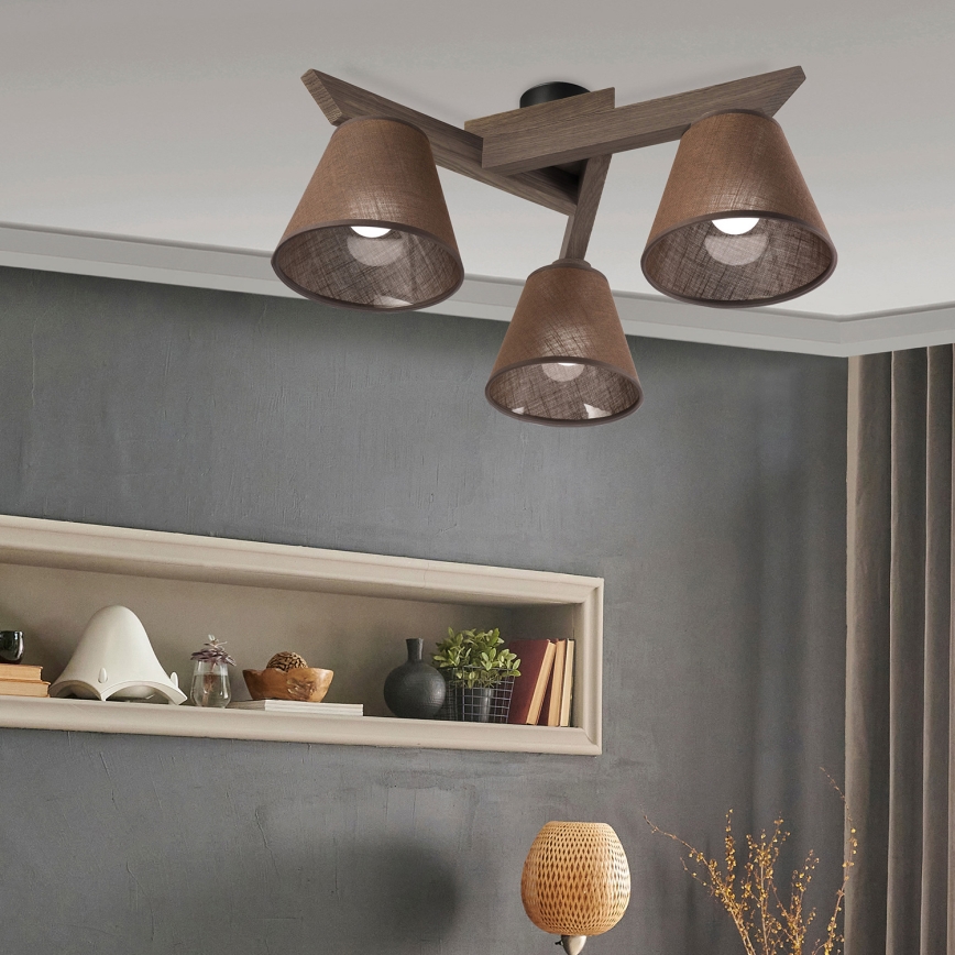 Brilagi - Lámpara de techo LED ANTHONY de superficie 3xE14/40W/230V roble nogal/marrón