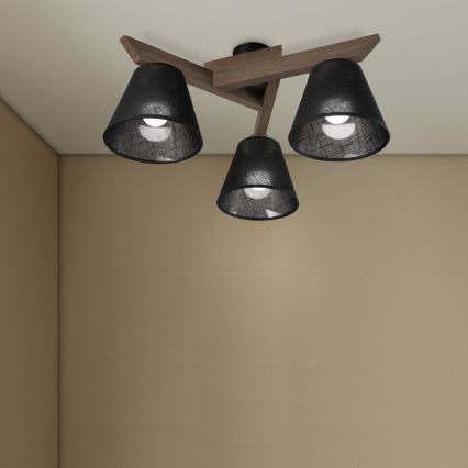 Brilagi - Lámpara de techo LED ANTHONY empotrada 3xE14/40W/230V roble nogal/negro