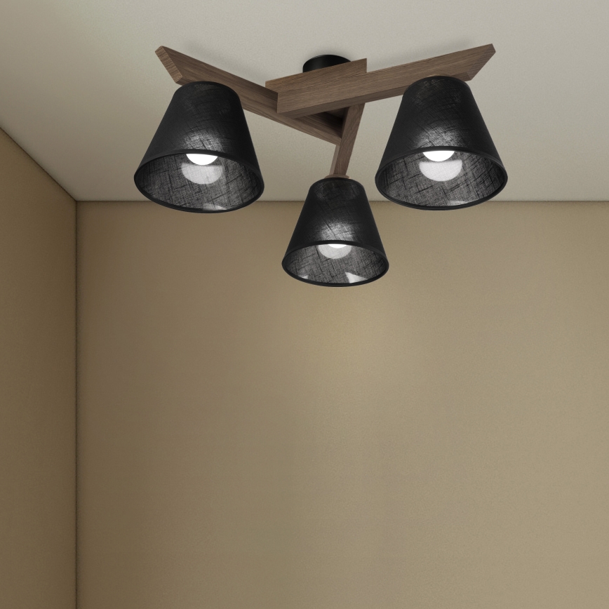 Brilagi - Lámpara de techo LED ANTHONY empotrada 3xE14/40W/230V roble nogal/negro